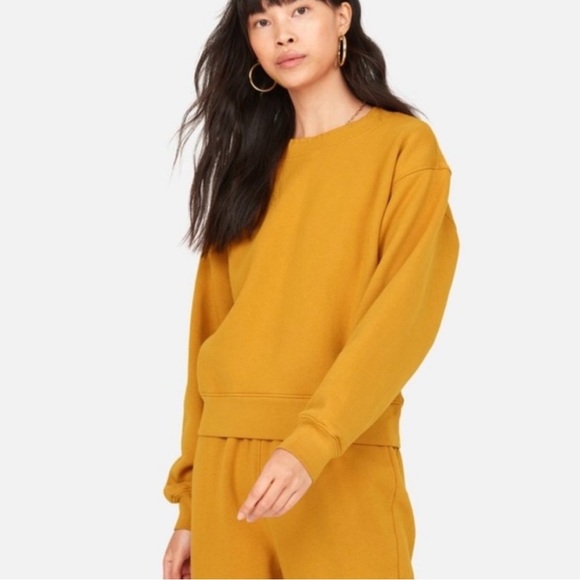 MATE the Label Organic Fleece Raw-neck Sweatshirt (Turmeric) - Picture 1 of 4